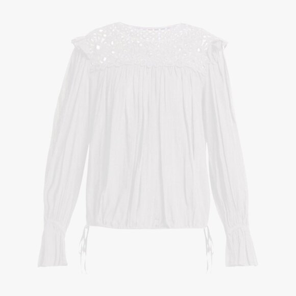 ISABEL MARANT | 100% COTTON EMBROIDERED WHITE ROMANTIC RUFFLE BLOUSE - Picture 1 of 5